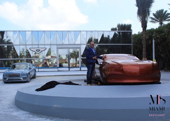 Bentley Motors and Dezer Development unveil floating speed form sculpture