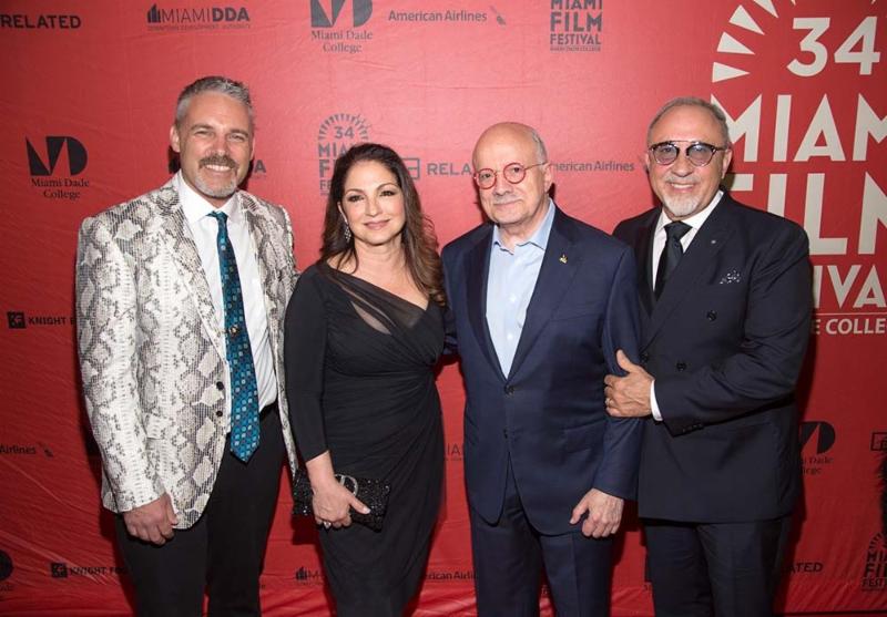 Left to right: Jaie Laplante executive director of MDC's Miami Film Festival Gloria Estefan, Dr. Eduardo J. Padrón President of Miami Dade College, and Emilio Estefan