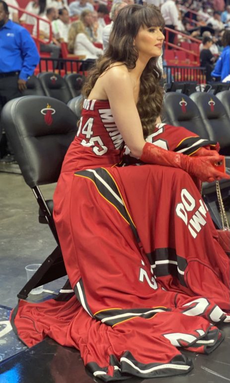 Radmila Lolly Turns Heads in One of a Kind Gown at the Miami Heat Playoffs